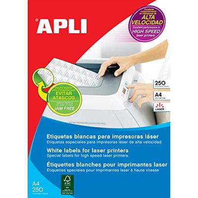 APLI 2523 permanente witte etiketten voor laser 97,0 x 67,7 mm 250 vellen