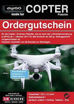 digigo Copter/Drones Plaque/Bon d'achat, 25 x 12 mm