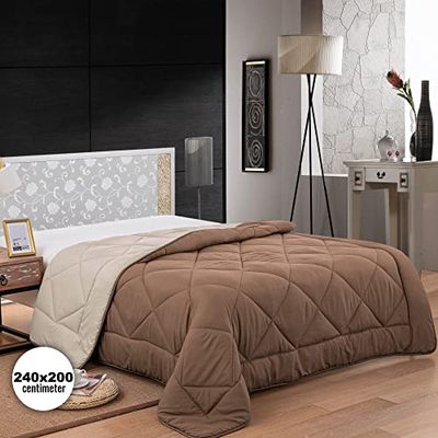 Herzberg, Couette en Microfibre Bicolore 240x200cm Marron HG2420BCO-BRU