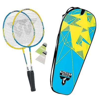 Talbot Torro Set de Badminton 2-Attacker Junior, pour Enfants, 2 Raquettes Raccourcies 53 cm, 2 Volants, dans Un Sac Précieux, 449501, Jaune-Bleu