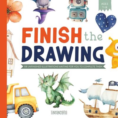 Finish the Drawing – A Creative Drawing Book for Kids Who Love to Draw: 58 Beautiful Watercolor Unfinished Illustrations to Spark Imagination for Kids Ages 7–12
