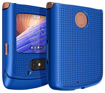 Nakedmobiltelefonfodral för Motorola RAZR 5G fliptelefon, [koboltblå] skyddande snap-on hårt skal [Grid Texture] för Motorola Moto RAZR 5G Flip Phone (2020) XT2071