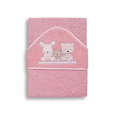 Interbaby - Capa de banho bebé Love rosa | Toalha bebé com capuz 100 % algodão, 100 x 100 cm, unissexo, suave, confortável, secagem rápida | ideal para recém-nascidos, bebés e crianças pequenas