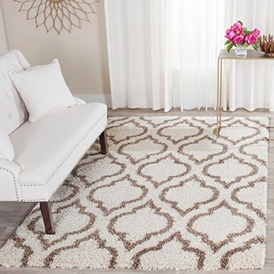 Safavieh Hudson Shag Collection Tapis décoratif – 1,2 x 1,8 m, Motif marocain, ne perd Pas Ses Poils et Facile d'entretien, 5,1 cm d'épaisseur, idéal pour Les Zones à Fort trafic dans l'entrée, Le