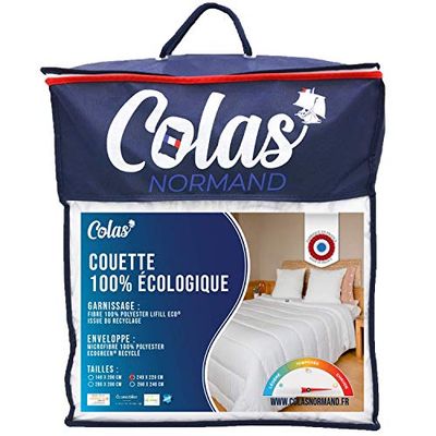 Colas Normand 53130245 Piumino Ecologico, Caldo, 240 x 220 cm, Busta e Imbottitura da Bottiglie Riciclate, Morbido, Setoso e Confortevole, Finitura Accurata, Lavabile, Realizzato in Francese