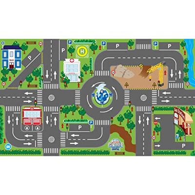Van Manen Kids Globe lekmatta med vägar (lysande LED-ampel, barnmatta med halkskyddsgolv, storlek 120 x 72 cm) 570271