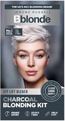 Jerome Russell Bblonde Charcoal Blonding Kit – Toning Bleach Lifts Up To 7 Shades with Activated Charcoal Black Ice Shampoo And Conditioner Included