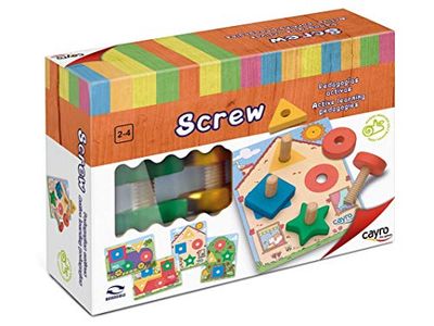 Cayro - Screw - Zestaw śrub i nakrętek dla dzieci - Drewniana gra edukacyjna - Poprawa umiejętności motorycznych - Uczenie się podczas zabawy - dla dzieci w wieku 2-4 lat