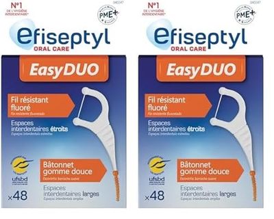 Efiseptyl - Porte Fil - Fil Dentaire Ultra Résistant - Facile A Insérer - Goût Menthe - x48 (Lot de 2)