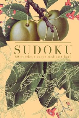 Floral Sudoku Puzzle Book: Easy, Medium, and Hard - One Puzzle Per Page - Dainty Vintage Fruit