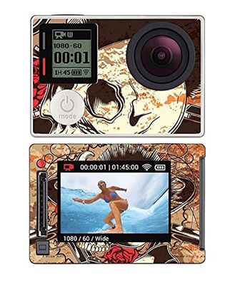 Royal Sticker RS.99985 Autocollant pour GoPro Hero 4 Silver avec Motif Gun Guitar And Roses Skull