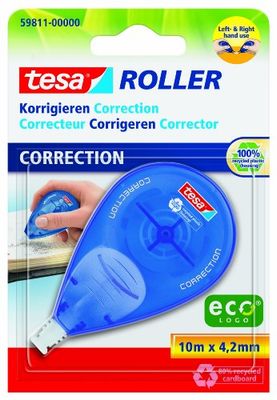 tesa Roller de correction ecoLogo jetable, respectueux de l'environnement - pour droitiers et