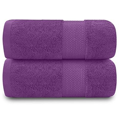 GC GAVENO CAVAILIA Lot de 2 draps de Bain Extra Larges – 700 g/m² en Coton égyptien de qualité hôtelière Extra Large 100 x 180 cm – Serviette de Bain Extra Douce – Violet