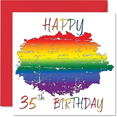 LGBT 35e verjaardagskaarten voor partner - gelukkige 35e verjaardag - LGBT vijfendertigste gelukkige verjaardagskaart voor partner van vriendin vriend, 145 mm x 145 mm Gay Pride LGBT-geschenken