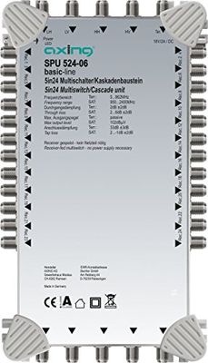 Axing multiswitch 5-tums "DiSEqC" multiswitch-kaskad utbyggbar SAT aktiv ljusgrå 24 deltagare LJUSGRÅ