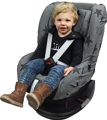 Dooky Grey Stars Capa de assento infantil (ajuste universal para muitos modelos populares, faixa etária 1 9 - 18 kg, sistema de cinto de 3 e 5 pontos) (126826), cinzento com estrelas