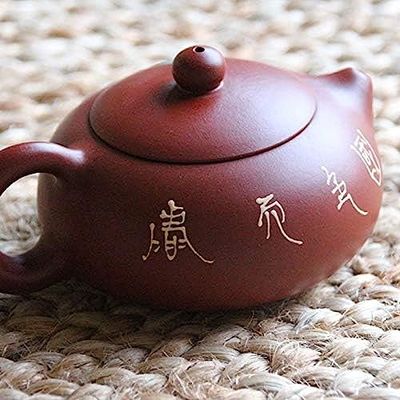 Yixing Theepot van klei, versierd met bloemenmotieven • Geïntegreerd filter • inhoud 185 ml • Tea Soul
