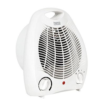 Teesa TSA8025 Ventilatorkachel met 3 standen, 2 warmtestanden (1000 W, 2000 W), instelbare thermostaat, oververhittingsbeveiliging, wit, 240 V