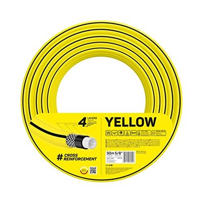Cellfast YELLOW tuinslang, lichtgewicht, duurzaam, 4-laags, duurzaam kruisvlechtwerk, UV en algenbestendig, windbestendigheid, REACH-technologie, 20 bar, -10/+50° sluiting: Temp. 5/8", 30m