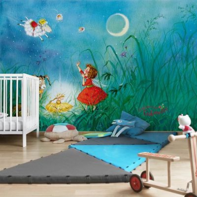 Apalis Papel pintado infantil de fieltro con diseño de hada de fresa y taxi para dormir, ancho | papel pintado de fieltro para pared, foto 3D, papel pintado fotográfico para dormitorio, salón, cocina,