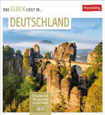 Das Glück liegt in Deutschland Postkartenkalender 2025 – Calendrier hebdomadaire avec 53 cartes postales, 53 lieux spéciaux à découvrir : calendrier hebdomadaire avec 53... et à poser (calendrier de
