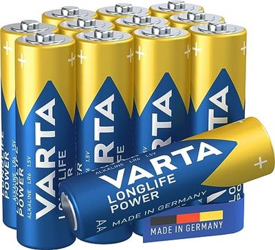 Varta Pilha Longlife Power AA LR6 (embalagem de 12 unidades), pilha alcalina - «Made in Germany» - adequado para brinquedos, lanternas, comandos e outros aparelhos que funcionam a pilhas