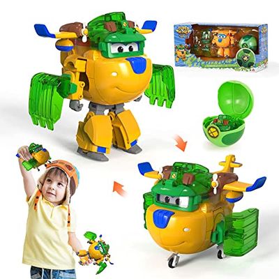 Super Wings Super Iron Donnie 5 inches, Super Ball-Earth Power, Aeroplane Toy, Transformable Robot Transformable Action Figure, Children's Toy 3 4 5 6 7 8 9 10 Years Boy Girl