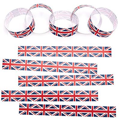 Baker Ross Union Jack Papieren Kettingen - Pack van 300, Queens Platinum Jubilee 2022 Ambachten voor kinderen, (PJ118)