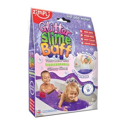 Glitter Slime Baff Purple de Zimpli Kids, 1 casa de banho ou 4 usos divertidos, transforma magicamente a água em baba pegajosa e brilhante, brinquedo educativo para a casa de banho, presente de