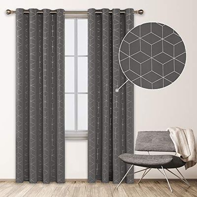 Deconovo, gordijnen met ogen, warmte-isolatie tegen kou, slaapkamer, ramen, 2 stuks, lichtgrijs, 135 x 260 cm