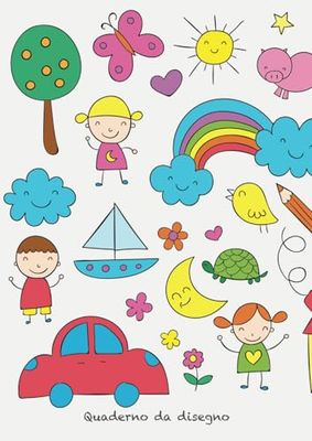 Quaderno da disegno: blocco di 108 fogli bianchi per disegnare colorare e scrivere, per bambini e bambine, formato A4