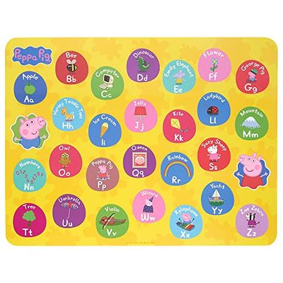 Peppa Pig Alphabet Childrens Placemat - Wipeable - Reuseable, Yellow, One Size