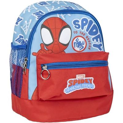 Plecak Spidey w stylu Trekking - Niebieski i Czerwony - 23x27x15 cm - Wykonany z poliestru - Różne kieszenie - Regulowany pasek i uchwyty - Oryginalny produkt zaprojektowany w Polsce, Wielobarwny,