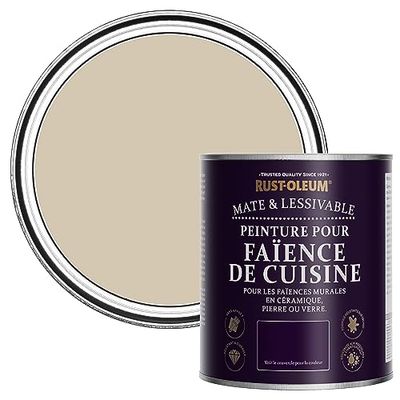 Rust-Oleum Peinture Beige Résistante à l'eau pour Faïence de Cuisine, Finition Mate - Caramel 750ml