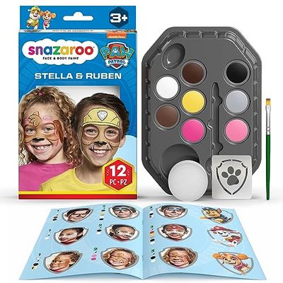 Snazaroo Kit de Maquillage Pour Enfants La Pat' Patrouille Skye et Rubble - 8 Couleurs, 1 Stencil, 1 Pinceau, 1 Éponge, 1 Guide, Maquillage à Base D'eau, Peinture Pour le Visage, Paw Patrol