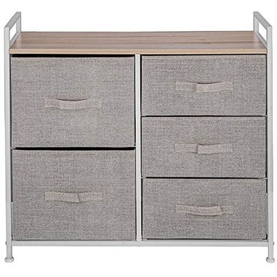 VEVOR - Cassettiera da camera con 5 cassetti multifunzione, in metallo + MDF + tessuto non tessuto, per riporre oggetti, 83,8 x 29 x 77 cm, per bagni e camere, presepe, sale da gioco