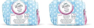 Lil-Lets Teens Starter Pack, Containing Teen Pads, Teen Pant Liners & Lil-Lets Non-Applicator Tampons, First Period Kit for Girls & Teenagers (Pack of 2)