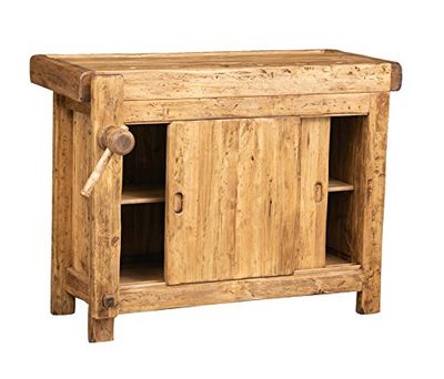 Biscottini Mesa alta de trabajo, 116 x 90 x 63 cm, fabricada en Italia, encimera de madera maciza, encimera de cocina, encimera de cocina de madera