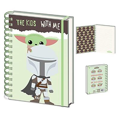 Pyramid International Cuaderno de Star Wars (The Mandalorian 'The Kid's With Me' Design) Wiro A5 bloc de escritura y diario, regalos de Star Wars para hombres, mujeres y niños, mercancía oficial