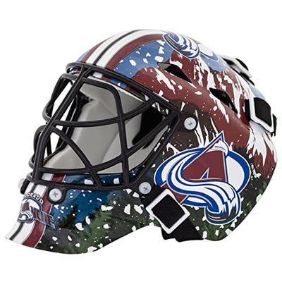 Franklin Sports Mini Masque de Gardien de But de Hockey Avalanche du Colorado de la LNH avec étui – Masque de Gardien de But de Collection avec Logos et Couleurs Officiels de la LNH