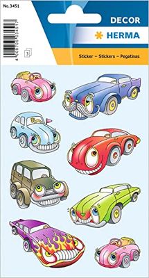 HERMA 3451 Adesivi per bambini, Cars I (24 adesivi, carta, opaco), autoadesivi, permanenti, per ragazze e ragazzi, colorati