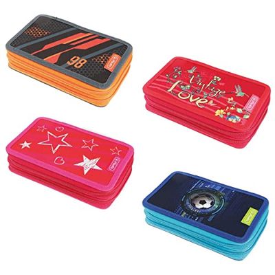 Herlitz® Schooletui met twee compartimenten | ritssluiting | tas etui organizer cosmeticatas pen accessoires | kinderen jongeren robuust | mix, mix van elke rozmiar, mix, mix, Jeden Rozmiar, Mix