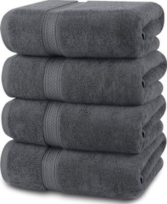 Utopia Towels Set van 4 hoogwaardige badhanddoeken (61 x 137 cm) 100% ringgesponnen katoen 600 g/m², lichtgewicht en zeer absorberende, sneldrogende handdoeken, perfect voor dagelijks gebruik (grijs)