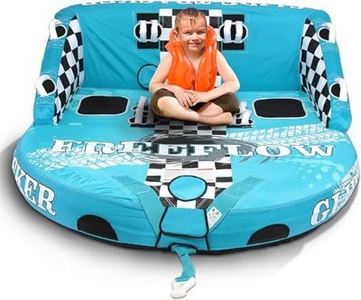 SereneLife Zware Opblaasbare Sleeptube - Water Tube Boot Float Sleepraft, Watersport Opblaasbare Trekboten/Tubes/Sleeptubes met Schuimzitjes, PVC Blaas, Handvatten