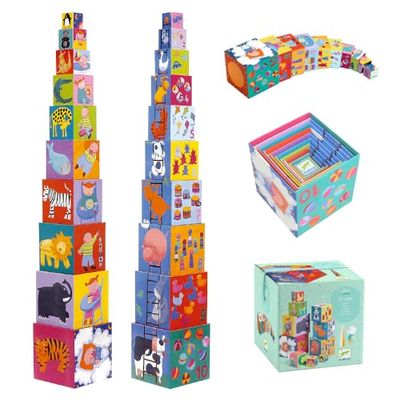 Djeco Funny Blocks- 10 Stacking (Japan Import)