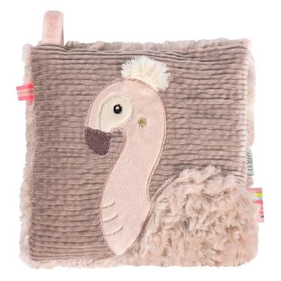 Fehn Cojín de huesos de cereza, diseño de flamenco, con bolsa térmica extraíble para bebés y niños pequeños