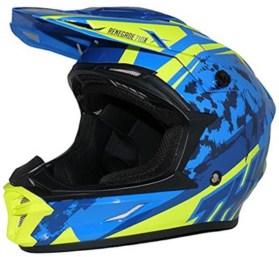 protectWEAR Casco cross casco enduro modello blu giallo R710X-XS