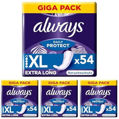 Always Daily Protect Lot de 216 protège-slips extra longs pour femme Parfum frais Convient à toutes les formes de slip Respirant et flexible