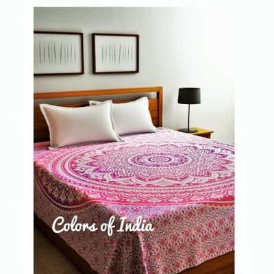 Bedsheets cotton, Queen size sheets, Boho bedframe, Bedroom prints, With 2 white pillow covers, FREE SHIPPING