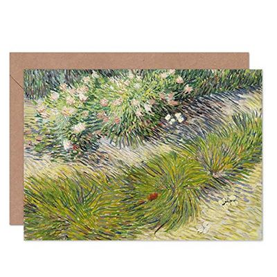 Artery8 Vincent Van Gogh Grass And Butterflies Fine Art Greeting Card Plus Envelope Blank Inside